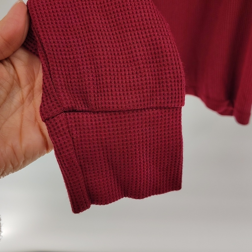 Posh Peanut burgundy maroon Henley Top Size Small Thermal Long Sleeve - Picture 3 of 7